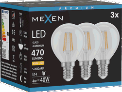 Mexen Vintis 3x LED kaitinamosios lemputės E14, G45, 4W, Šilta - 2700K, 470 lm, skaidri - L156-E14-0427-00x03