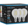 Mexen Vintis 3x LED kaitinamosios siūlelio lemputės E14, G45, 4W, Šalta - 6500K, 470 lm, skaidri - L156-E14-0465-00x03