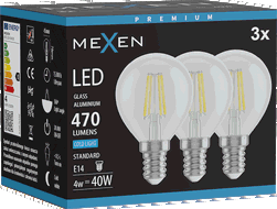 Mexen Vintis 3x LED kaitinamosios siūlelio lemputės E14, G45, 4W, Šalta - 6500K, 470 lm, skaidri - L156-E14-0465-00x03