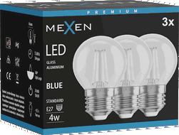 Mexen Vintis 3x LED gijų lemputė E27, G45, 4W, 55 lm, mėlyna - L156-E27-04XX-47x03