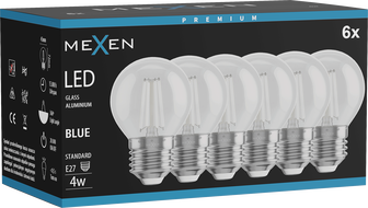 Mexen Vintis 6x LED siūlelio lemputė E27, G45, 4W, 55 lm, mėlyna - L156-E27-04XX-47x06