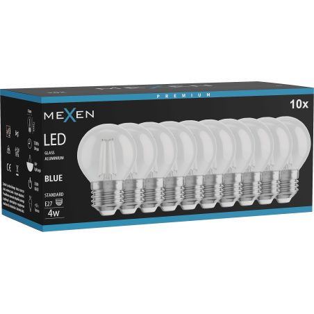 Mexen Vintis 10x LED gijų lemputė E27, G45, 4W, 55 lm, mėlyna - L156-E27-04XX-47x10