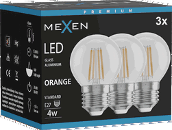 Mexen Vintis 3x LED Gijų Lemputė E27, G45, 4W, 55 lm, oranžinė - L156-E27-04XX-48x03