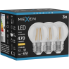 Mexen Vintis 3x LED kaitrinė lemputė E27, G45, 4W, Šilta - 2700K, 470 lm, skaidri - L156-E27-0427-00x03