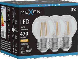 Mexen Vintis 3x LED kaitrinė lemputė E27, G45, 4W, Šilta - 2700K, 470 lm, skaidri - L156-E27-0427-00x03