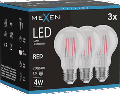 Mexen Vintis 3x LED gija E27 lemputė, A60, 4W, 55 lm, raudona - L150-E27-04XX-45x03