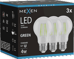 Mexen Vintis 3x LED filamento lemputė E27, A60, 4W, 55 lm, žalia - L150-E27-04XX-46x03