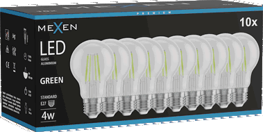 Mexen Vintis 10 kartų lemputė filament LED E27, A60, 4W, 55 lm, žalia - L150-E27-04XX-46x10