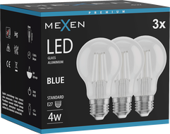 Mexen Vintis 3x LED gijų lemputė E27, A60, 4W, 55 lm, mėlyna - L150-E27-04XX-47x03