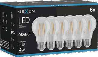 Mexen Vintis 6x LED gijų lemputė E27, A60, 4W, 55 lm, oranžinė - L150-E27-04XX-48x06