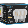 Mexen Vintis 3x LED gijų lemputė E27, A60, 4W, Šilta - 2200K, 470 lm, skaidrus - L150-E27-0422-00x03
