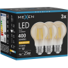 Mexen Vintis 3x LED kaitrąžė lemputė E27, A60, 4W, Šilta - 2200K, 400 lm, gintaras - L150-E27-0422-50x03