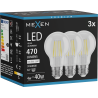 Mexen Vintis 3x LED filamentinė lemputė E27, A60, 4W, Neutrali - 4000K, 470 lm, skaidri - L150-E27-0440-00x03