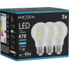 Mexen Vintis 3x LED filamentinė lemputė E27, A60, 4W, Šalta - 6500K, 470 lm, skaidri - L150-E27-0465-00x03