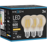 Mexen Vintis 3x LED siūlų lemputė E27, A60, 6W, Šilta - 2200K, 600 lm, gintarinė - L150-E27-0622-50x03