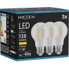 Mexen Vintis 3x LED kaitinamoji lemputė E27, A60, 6W, Šilta - 2700K, 720 lm, skaidri - L150-E27-0627-00x03