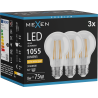 Mexen Vintis 3x LED filamentinė lemputė E27, A60, 8W, Šilta - 2200K, 1055 lm, skaidri - L150-E27-0822-00x03