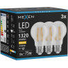 Mexen Vintis 3x LED siūlo lemputė E27, A60, 10W, Šilta - 2700K, 1320 lm, skaidri - L150-E27-1027-00x03
