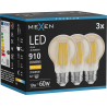 Mexen Vintis 3x LED gijų lemputė E27, A60, 10W, Šilta - 2700K, 910 lm, gintarinė - L150-E27-1027-50x03