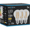 Mexen Vintis 3x LED kaitinamosios lemputės E27, A60, 12W, Šilta - 2700K, 1585 lm, skaidri - L150-E27-1227-00x03