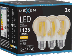 Mexen Vintis 3x LED gijų lemputė E27, A60, 12W, Šilta - 2700K, 1125 lm, gintaro - L150-E27-1227-50x03