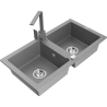 Mexen Mario granitinė dviejų skyrių plautuvė su maišytuvu Rita, pilka - 6504-71-670300-71