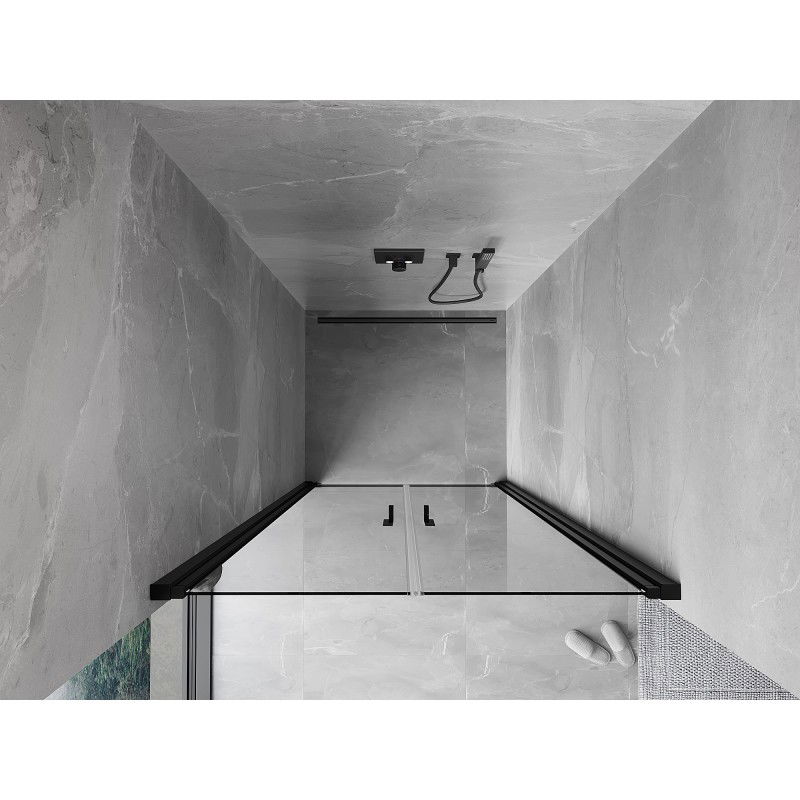 Mexen Mist dušo durys atverčiamos 75 cm, skaidrios, juodos - 8A7-075-000-70-00