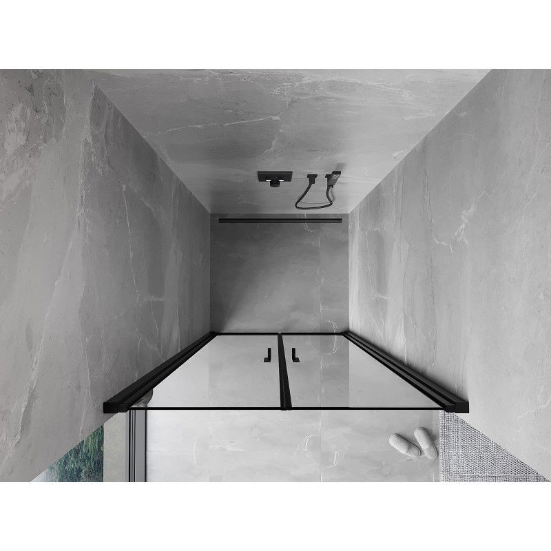 Mexen Mist atidaromos dušo durys 85 cm, juodas rėmas, juodos - 8A7-085-000-70-70