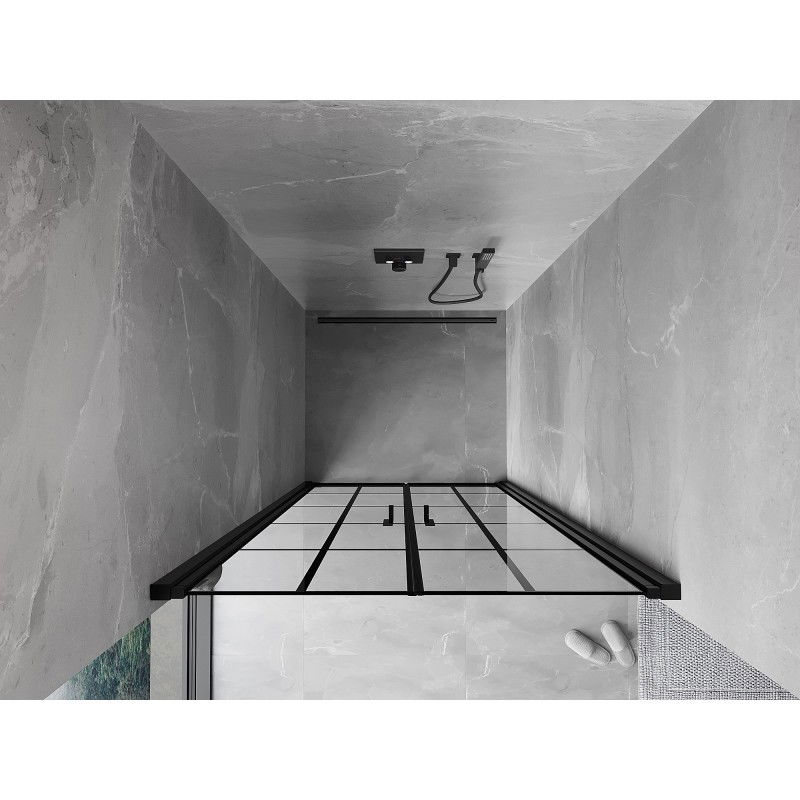 Mexen Mist dušo durys, varstomos 80 cm, juodas tinklelis, juodos - 8A7-080-000-70-77