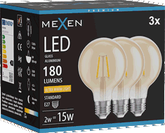 Mexen Vintis 3x LED E27 lemputė, G80, 2W, Šilta - 2200K, 180 lm, gintarinė - L155-E27-0222-50x03