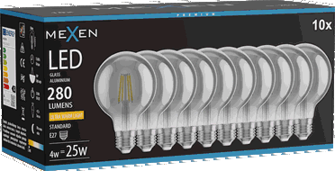 Mexen Vintis 10x LED filamentinė lemputė E27, G80, 4W, šilta - 2200K, 280 lm, smoke - L155-E27-0422-70x10