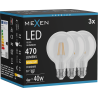 Mexen Vintis 3x LED kaitrinė lemputė E27, G80, 4W, Šilta - 2700K, 470 lm, skaidri - L155-E27-0427-00x03
