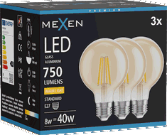 Mexen Vintis 3x LED siūlai E27, G80, 8W, Šilta - 2700K, 750 lm, gintaras - L155-E27-0827-50x03