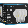 Mexen Vintis 3x LED kaitrinė lemputė E27, G80, 8W, Neutrali - 4000K, 1055 lm, skaidri - L155-E27-0840-00x03