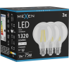 Mexen Vintis 3x kaitinamasis LED E27 lemputė, G80, 10W, Neutrali - 4000K, 1320 lm, skaidri - L155-E27-1040-00x03