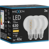Mexen Vintis 3x Spiralinė LED lemputė E27, G80, 6W, Šilta - 2700K, 630 lm, skaidri - L165-E27-0627-00x03