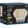 Mexen Vintis 3x LED spiralės kaitrinė lemputė E27, G80, 8W, Šilta - 2200K, 600 lm, gintaro - L165-E27-0822-50x03