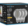 Mexen Vintis 3x LED siūlinė spiralinė lemputė E27, G80, 8W, Šilta - 2200K, 450 lm, dūminė - L165-E27-0822-70x03
