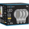 Mexen Vintis 3x LED filamentinė lemputė spiralė E27, G80, 8W, šilta - 2700K, 510 lm, dūmų - L165-E27-0827-70x03