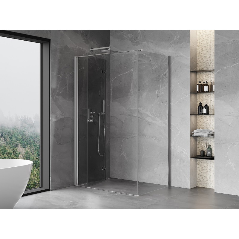 Mexen Mist-F lankstomos dušo kabinos sienelės kairės 70 x 95 cm, skaidrios, chromas - 8A6T-070-095-01-00-L