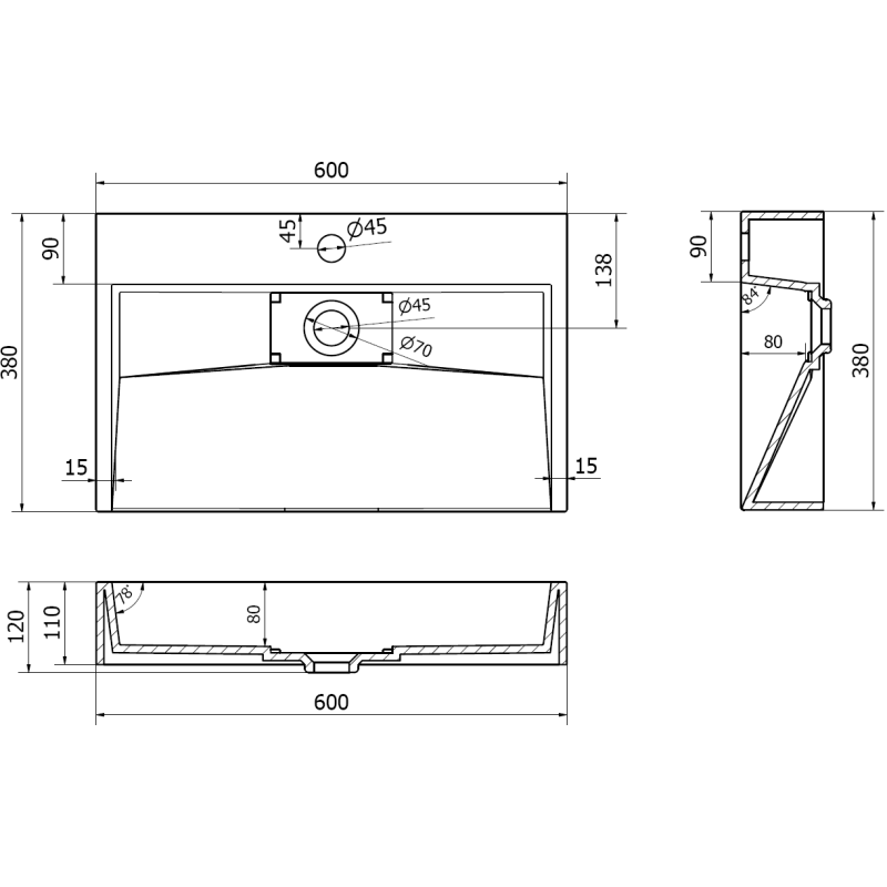 Mexen Ava ant stalviršiaus konglomerato praustuvas 1/O 60 x 38 cm, baltas - 23016001