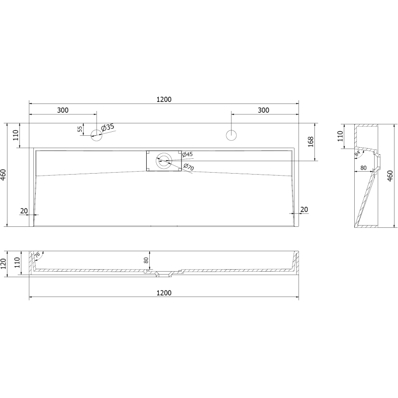 Mexen Ava stalviršio montuojama praustuvas iš konglomerato 2/O 120 x 46 cm, balta - 23011202