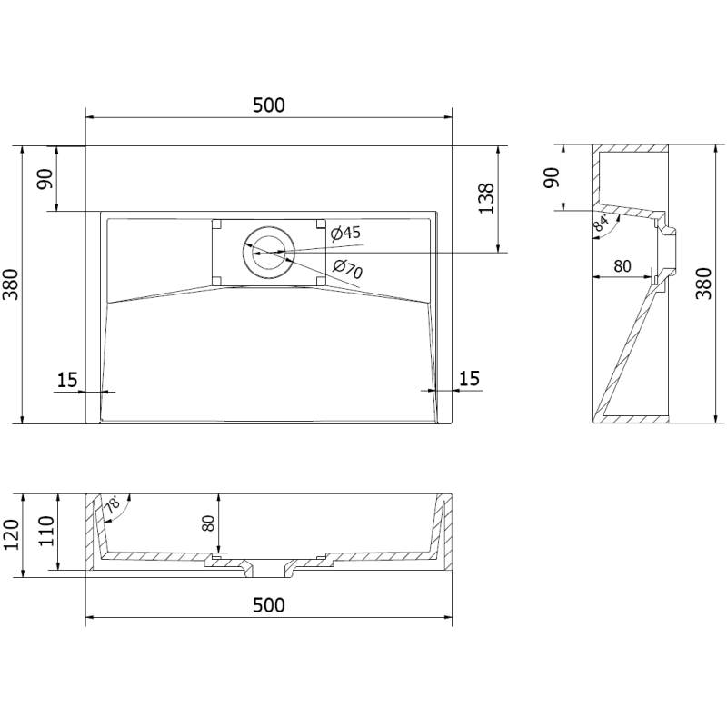 Mexen Ava stalviršinis praustuvas iš konglomerato B/O 50 x 38 cm, baltas - 23015000
