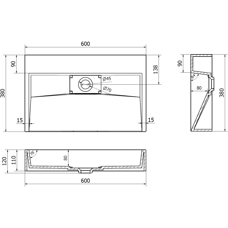 Mexen Ava stalviršio praustuvas iš konglomerato B/O 60 x 38 cm, baltas - 23016000