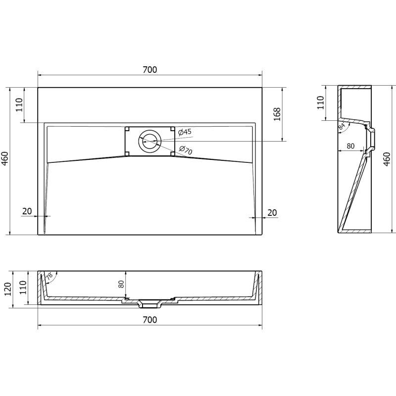 Mexen Ava stalviršio praustuvas iš konglomerato B/O 70 x 46 cm, baltas - 23017000