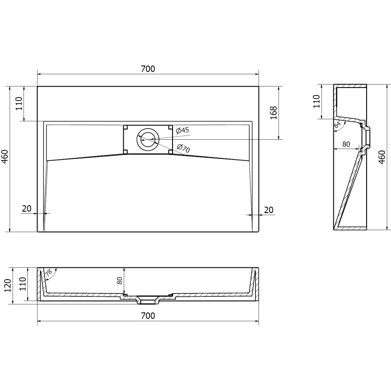 Mexen Ava stalviršio kriauklė iš konglomerato B/O 70 x 46 cm, juoda - 23017070