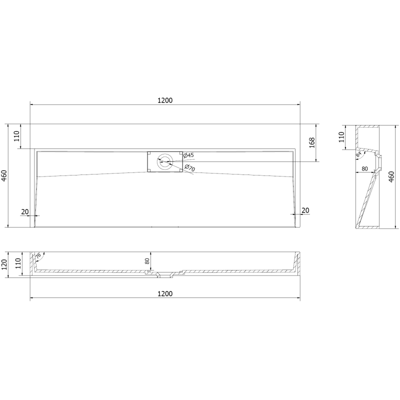 Mexen Ava ant stalviršio montuojamas praustuvas iš kompozito B/O 120 x 46 cm, juodas - 23011270