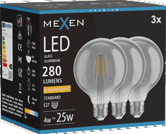 Mexen Vintis 3x LED gijų lemputė E27, G95, 4W, Šilta - 2200K, 280 lm, dūminė - L157-E27-0422-70x03