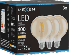 Mexen Vintis 3x LED E27, G95, 4W kaitinamoji lemputė, Šilta - 2700K, 400 lm, gintarinė - L157-E27-0427-50x03