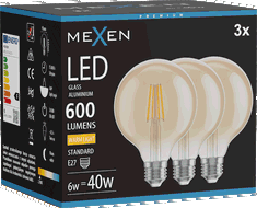 Mexen Vintis 3x Gijų lemputė LED E27, G95, 6W, Šilta - 2700K, 600 lm, gintarinė - L157-E27-0627-50x03